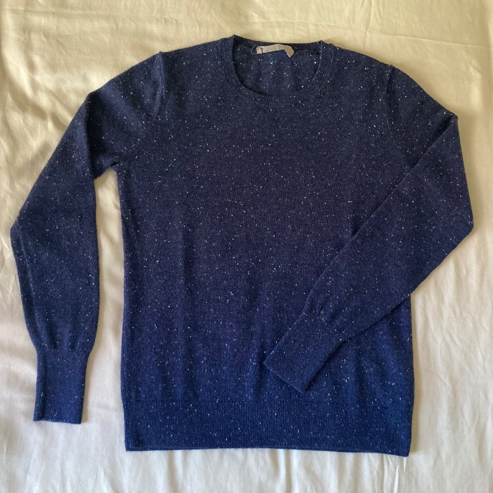 Everlane Cashmere Crewneck Sweater, Navy Donegal, Size Small